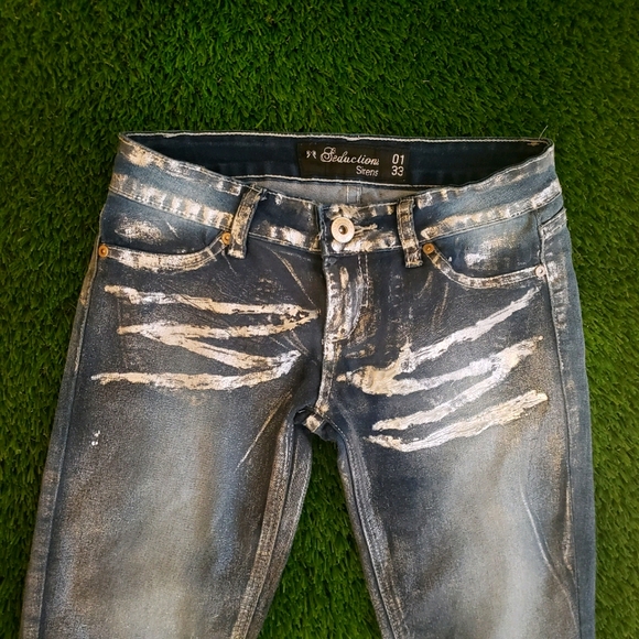 Metallic Distressed Style Jeans (Women's Size 1) - Picture 4 of 4